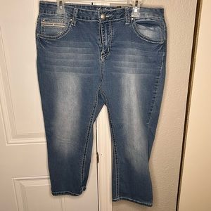 Jewel embellished crop jeans in size 14.